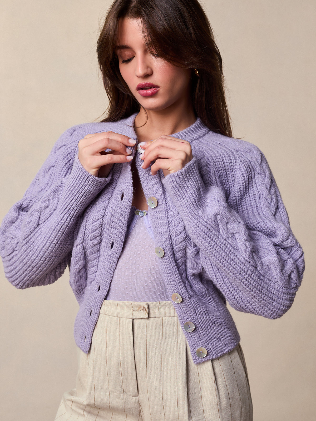 100% wool cardigan with mother-of-pearl buttons | Rouje